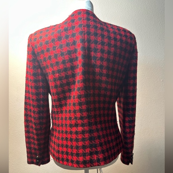 Vintage 90s Amanda smiths petites woman plaid wool blazer size 6p - Picture 9 of 14